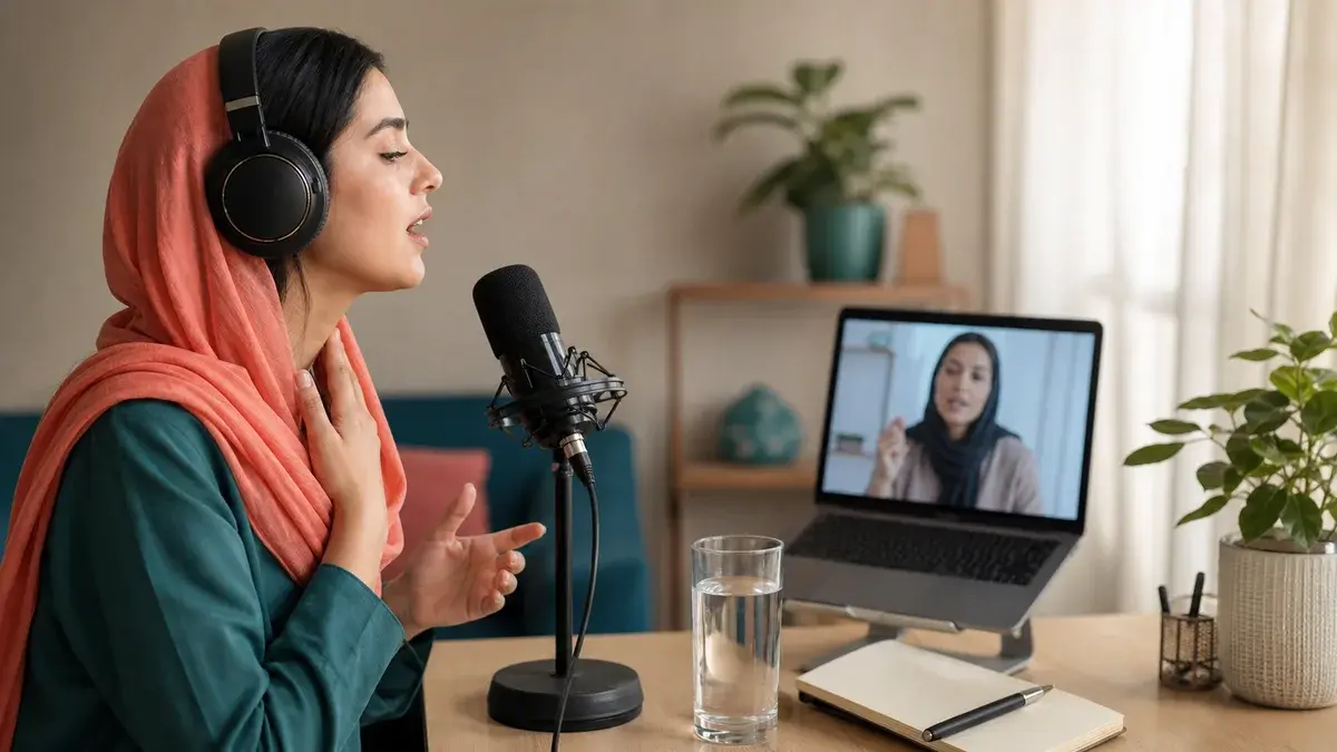تمرین آواز آنلاین با میکروفون و استاد راهنما